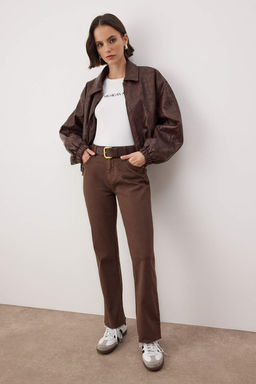 Kahverengi Yuksek Bel Comfort/Esnek Straight Jeans TWOAW26JE00302