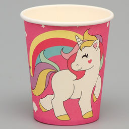 Цена за 4 шт. Стакан бумажный «Единорог и звёзды», набор 6 шт., 220 мл, розовый