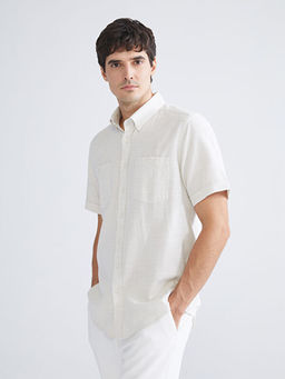 Regular Fit K?sa Kollu Arm?rl? Erkek Dokulu G?mlek