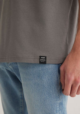 Etiket Detayl? Gri Basic Tisort - Mavi фото 6