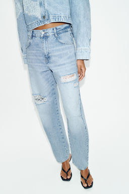 JEANS Z1975 BAGGY ENCAJE ROTOS / Azul medio