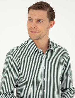 Темно-зеленая приталенная рубашка с длинным рукавом - Cacharel фото 2