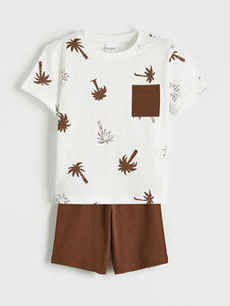 Bask?l? Erkek ?ocuk ?ortlu Pijama Tak?m?