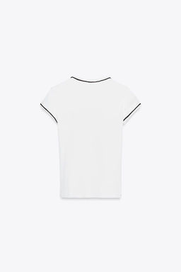 T-SHIRT WITH METALLIC THREAD TRIM - Zara фото 6
