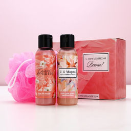 Подарочный набор 8 Марта!, гель для душа и пена для ванны 2?100 мл, мочалка для тела, Чистое счастье
