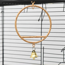 Качели для птиц круглые d 11,5 см, с колокольчиком, бежевые - Пижон фото 7