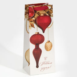 Пакет под бутылку Игрушки на елке, 13 х 36 х 10 см