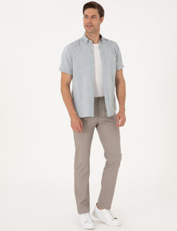 Ta_ Regular Fit Beli Lastikli Kanvas Pantolon