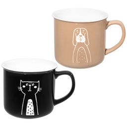 Набор кружек 2 пр. 400 мл 12,5*9,5*8,8 см "Кот и пёс", фарфор