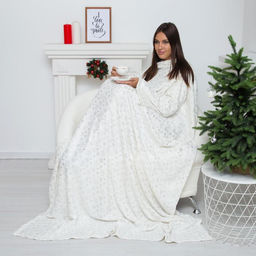 Плед с рукавами Этель Серебряные снежинки 150х200 см,100% п/э, корал-флис 220 гр/м2