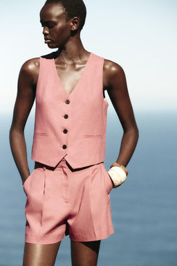 LINEN BLEND TAILORED WAISTCOAT - Zara фото 4