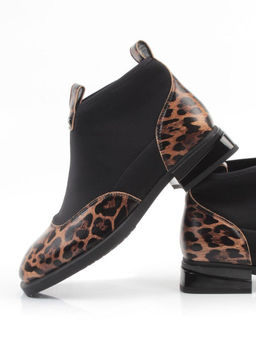 01-B44B-81PC BROWN/LEOPARD Ботинки демисезонные женские (натуральная кожа, текстиль, байка) - Фабричный китай фото 17