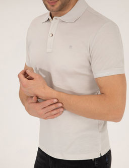 A__k Gri Slim Fit %100 Pamuk Polo Yaka Merserize Ti__rt