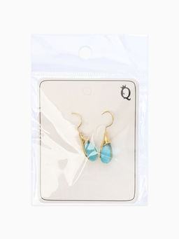 Серьги "Капля",  цвет голубой в золоте