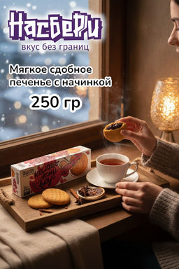Печенье Неиспитый вкус с начинкой Глинтвейн фас фл/п коробка 0,250кг