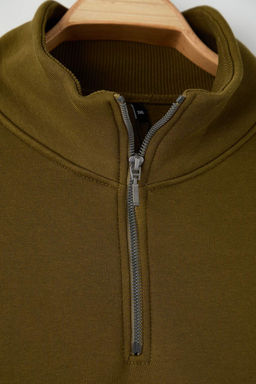 TRENDYOL MAN Yesil Buyuk Beden Oversize/Normal Kesim Dik Yaka Fermuarl? Ici Polarl? Sweatshirt TMNAW24AO00024 - Trendyolmilla фото 25