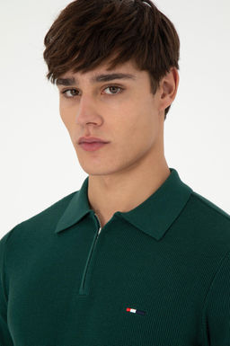 Erkek Regular Fit Yar_m Fermuarl_ Koyu Ye_il Basic Kazak - U.s. polo assn фото 2