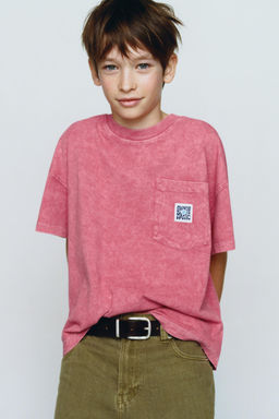 CAMISETA FELPA ESTAMPADO BOLSILLO EFECTO LAVADO / Rosa vigor? - Zara фото 5