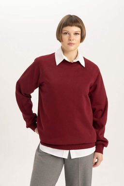 Толстый свитшот оверсайз с круглым вырезом - Defacto фото 3