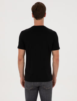 Siyah Slim Fit %100 Pamuk Bisiklet Yaka Basic T-shirt - Cacharel фото 5