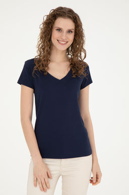 Женская темно-синяя базовая футболка - U.s. polo assn фото 10