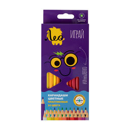 Лео Играй Карандаши цветные пластиковые трехгранные LPPCP-24 заточенный 24 цв