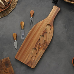 Набор для подачи сыра Magistro Bottle, 3 ножа, 48×17×1.5 см, акация