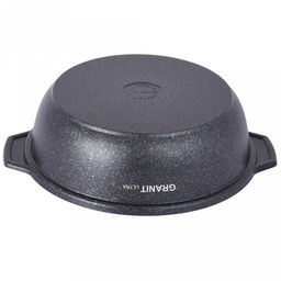 Кастрюля с антипригарным покрытием 3л, д29см "Granit Ultra", h8,5см, стеклянная жаропрочная крышка, ручка из термостойкого пластика, голубой гранит (Россия) - можно использовать металлические кухонные принадлежности