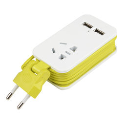 S-CT1-1,5U WHITE/GREEN LM Удлинитель серии Travel, шнур 1,5м., 1 гнездо, б/з, 2USB*1,1A. Белый с салатовым. ТМ Uniel.