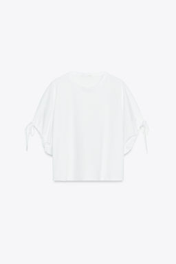 COTTON T-SHIRT WITH TIES - Zara фото 5