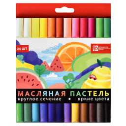 Пастель масляная арт. 59086 / 12 ФРУКТЫ (24 штуки (23 цвета) в наборе, размер: 60х9 мм, форма корпус