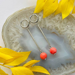 Серьги длинные из розового Коралла