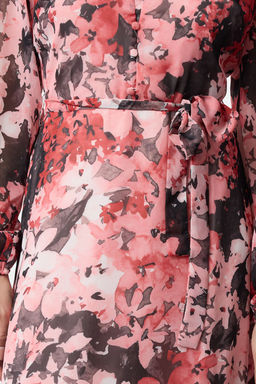 TRENDYOLMILLA Cok Renkli Kusakl? Etnik Desenli Etegi Volanl? Astarl? Midi Dokuma Elbise TWOAW24EL00356  фото 3