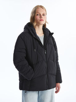 Kap??onlu D?z Oversize Kad?n ?i?me Mont