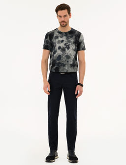 Lacivert Slim Fit Kanvas Pantolon