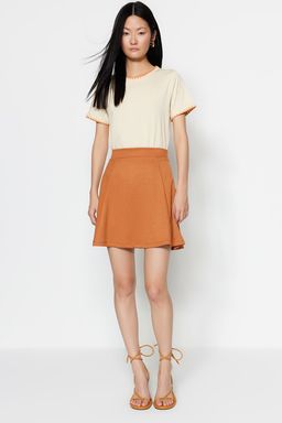 Tas %100 Pamuk Kontrast Dikis Detayl? Basic Bisiklet Yaka Orme T-Shirt TWOSS19AD0085