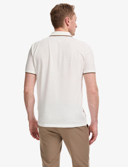 Ekru Slim Fit %100 Pamuk Fermuarl_ Polo Yaka Ti__rt