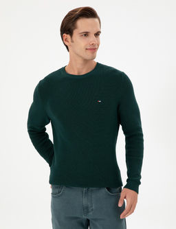Erkek Slim Fit Bisiklet Yaka Koyu Ye_il Basic Kazak - U.s. polo assn фото 3
