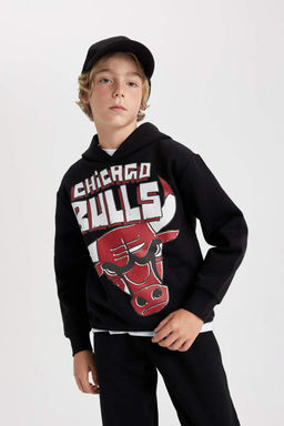 Толстовка с капюшоном NBA Chicago Bulls для мальчиков - Defacto фото 7