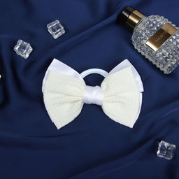 Цена за 6 шт. Бант для волос на резинке «Школьница стиль», узоры, 12 см, белый