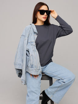 Женский лонгслив из футера 2-х нитки графит ВК-25 (33)