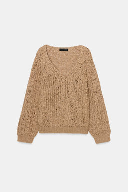 JERSEY PUNTO CINTA ENTRELAZADA / Camel claro - Zara фото 6
