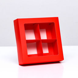 Цена за 2 шт. Коробка для 4 конфеты, алый, 12.5×12.5×3.5 см Кондитерская упаковка