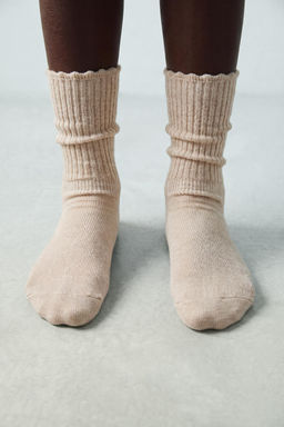 PACK TRES CALCETINES LARGOS RIZO / Beige claro - Zara фото 7