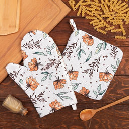 Набор кухонный Доляна Oleander: варежка 20?27 см, прихватка 19?19 см, 100% хлопок