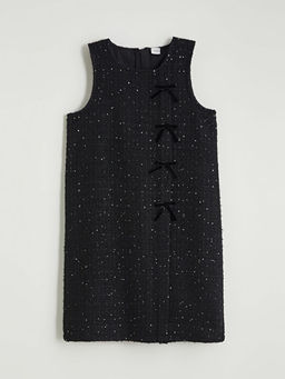 Bisiklet Yaka Fiyonk Detayl? K?z ?ocuk T?vit Elbise