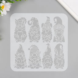 Цена за 3 шт. Трафарет пластик "Гномы" 20х20 см