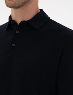 Lacivert Regular Fit Pamuk Kar___ml_ Polo Yaka Sweatshirt