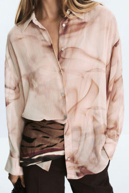 TIE-DYE PRINT COTTON GAUZE BLOUSE - Zara фото 14