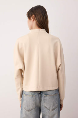Tas Dik Yaka Mevsimlik C?tc?l? Oversize/Genis Kal?p Orme Bomber Ceket TWOAW26CE00046 - Trendyolmilla фото 4